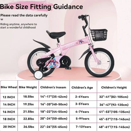 Baprem Girls' Bicycle, 18 Inch, Pink - Single Speed