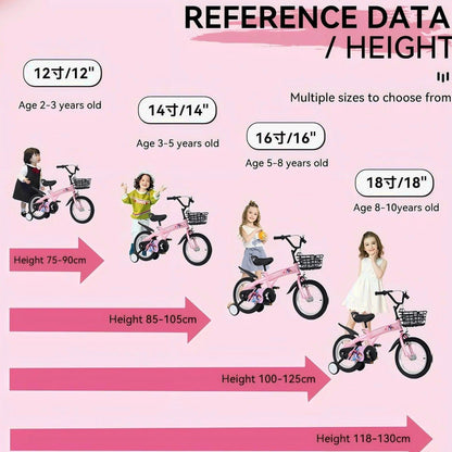 Baprem Girls' Bicycle, 18 Inch, Pink - Single Speed