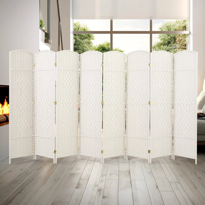 Freestanding Folding Woven Fiber Room Divider Privacy Screen - 6 Ft Tall
