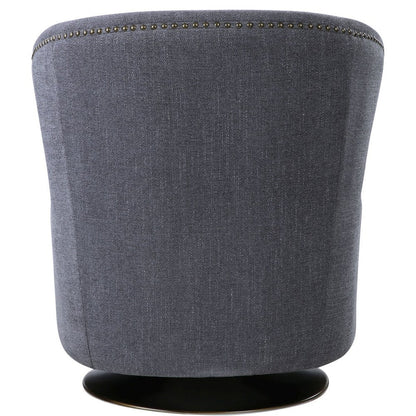 Bailey Street Home Swivel Chair, 32 inch, Dark Charcoal Gray/Antique Brass Finish - 208-Bel-4190615
