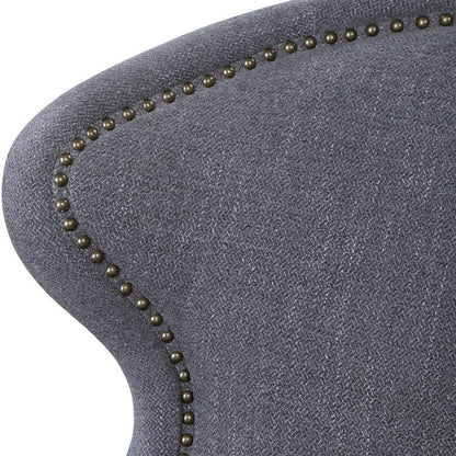 Bailey Street Home Swivel Chair, 32 inch, Dark Charcoal Gray/Antique Brass Finish - 208-Bel-4190615