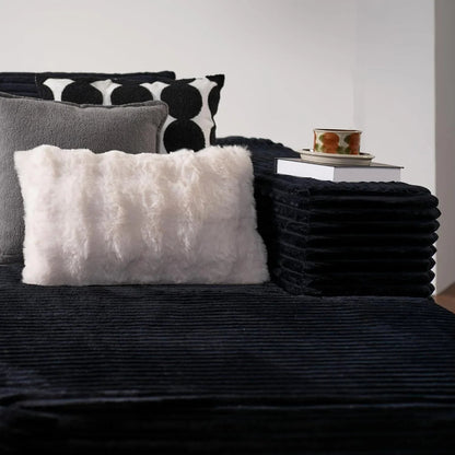 ovios 104in L-Shape Sectional Sofa With Chaise, Grey Plush Corduroy Fabric