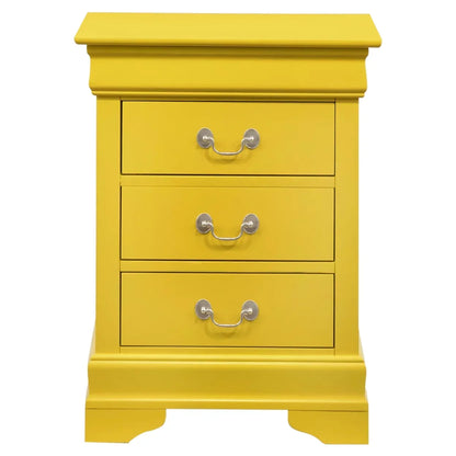 Passion Furniture Louis Philippe 3-Drawer Yellow Nightstand 29in H x 16in W x 21in D - PF-G3102-3N