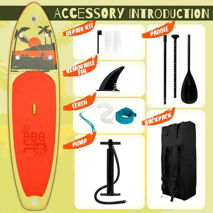 FunWater Inflatable Stand Up Paddle Board, 11 ft x 32 in x 6 in - SUP Paddle Accessories