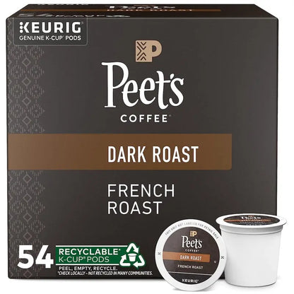 Peet's Coffee French Roast Dark Roast K-Cup Pods, 54 Count - Keurig Coffee Maker