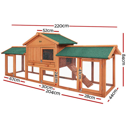 i.Pet Wooden Pet Hutch, 220 x 52 x84 cm