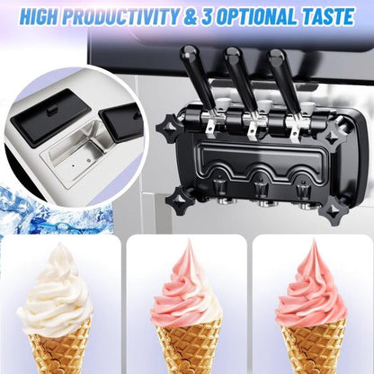 Commercial 3-Flavor Soft Serve Ice Cream Machine, 2200W, 5.3-7.4 Gal/Hr - ICE_CREAM_MAKER