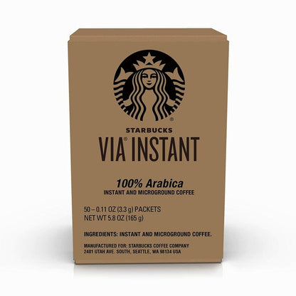 Starbucks VIA Instant Decaf Italian Roast Coffee Dark Roast 100% Arabica 50 Packets
